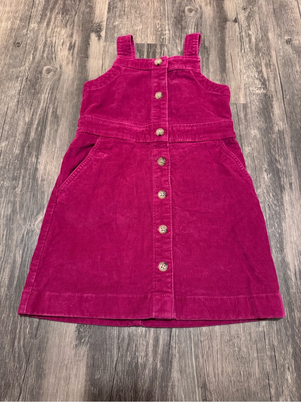 Jcrew Crewcuts Corduroy Dress Girls 5 Pink Button Pinafore Jumper Pockets